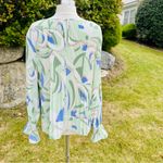 Nine West Mint Green Flutter Sleeve Pastel Pleated Plus Size Blouse Photo 7