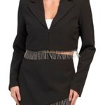 House of Harlow 1960 Blazer Women Small Black Cropped Rhinestone Fringe Coat Photo 0