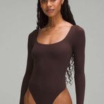 Lululemon  Wundermost Nulu Bodysuit Square-Neck Long Sleeve French Press XL NWT Photo 0