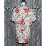 Tofy Tan Hawaiian Floral Jacket Size 8 Flax Blend Shoulder Pads Short Sleeves Photo 6