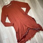 Lagenlook Drapey Dress frayed hem long sleeve midi Grau Orange (one size) mixed Size undefined Photo 0