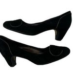 Sam Edelman Black Gold Trim Bow Faux Suede Pumps Heels Photo 0
