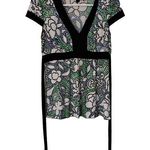 AB Studio  Women's Deep V neck Short Sleeve Blouse‎ Multicolor Floral Size Small Photo 0