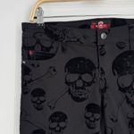 Royal Bones Tripp Skinny Pants Size 7 Black Velvet Skull Crossbones Gothic Punk Photo 3