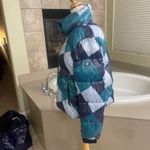 Tommy Hilfiger  Sport Puffer Jacket Size M Teal Blue Geometric Quilted women's Photo 1