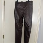 Hue New Chocolate brown Cropped Faux Leather Pants Photo 10