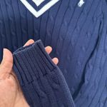 Ralph Lauren  Navy V-Neck Cable Knit Sweater Photo 3
