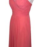 Bill Levkoff  Dress Formal Bridesmaid Mini Strapless Pleated Coral Pink, Size 8 Photo 1