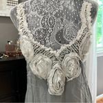 Boutique Boho Tiered Mini Dress with 3D Rosette Trim | Made in Italy | Size 10 Photo 2