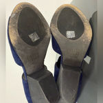 Eileen Fisher Back Zip Wedge Sandals Blue Suede Size 8.5 Photo 4