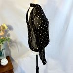Lovers + Friends  Black Gold Metallic Polka Dot Sheer Whisper Top Sz S💚 Photo 5