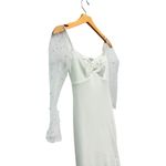 Lulus  Eternally Beloved White Mesh Off-the-Shoulder Pearl Maxi Dress M NWT Photo 3