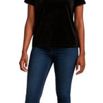 City Streets Black Crushed Velvet Short Sleeve Top XL Goth, Dark Girl, Witch Photo 0