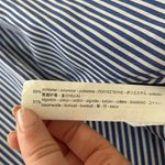 ZARA  Blue and White Striped Top With Embroidered Florals Size Small Photo 11