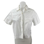 DL1961  White Collared Short Sleeve Button Up Crop Poplin Shirt Blouse Top Sz XS Photo 0