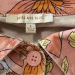 Skies Are Blue Women’s Size L Floral Pastel Pink Collared Button Front Romper Photo 5