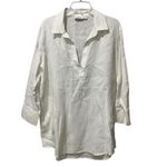Vineyard Vines Vineyards Vines Linen Blend Tunic Top White Relaxed Collared Shirt Medium Photo 2