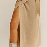 FP Beach Knit Wrap Maxi Skirt Beige Tie Waist Slit Casual Resort Photo 0