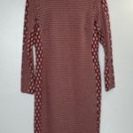Worth New York Crew Neck Long Sleeve Red Black Tan Houndstooth Print Dress Sz 6 Photo 1