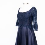 La Femme  - Three Quarter Sleeve Gown with Lace Sheer Back Photo 9