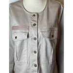 Free People  Pink Distressed Button Front Crew Neck Lou Military Jacket Size M‎ Photo 7