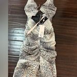 Oh Polly  Halterneck Cut Out Maxi Dress in leopard sheer Print Size 2 US NWT Photo 2