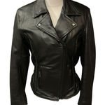 Leather King Braided Detail Sexy Fitted Black Leather Motorcycle Jacket Size S Photo 0