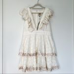 Anthropologie NWT + Farm Rio Beaded Eyelet Mini Dress in Cream Photo 4