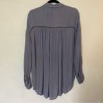 Free People  Katie Bird Periwinkle Blue Crochet Gauze Button Down Shirt Top S Photo 6