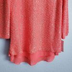 Gibson Latimer  Neon Orange Sequin Knit Sweater Photo 1