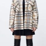 ZARA Plaid Shirt Jacket Shacket Women M Plaid Oversized Long Sleeve Button Up Photo 9