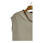 Atlein Shirt Women 4 Tan Beige Knit Sleeveless Asymmetric Neckline Tee Photo 6