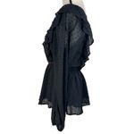 Savanna Jane Large Peplum Top Floral Embroidered Swiss Dot Lined Ruffled Crochet Black Photo 7