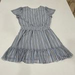 Michael Kors  Blue Striped Wrap Dress XL Flutter Sleeve Ruffle Hem Summer Chic Photo 1