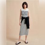La Ligne Emmanuelle striped knit midi dress navy blue cream size XL Photo 2