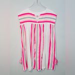 Lemlem White Neon Pink Striped Handwoven Caftan Dress Photo 1