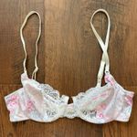 Christian Dior vintage pink floral and white lace bra, 36B Photo 0