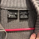 VTG Crossing Pointe Gray‎ Cotton Ribbed Denim Full Zip Bomber Jacket Women's XL Gray Photo 2