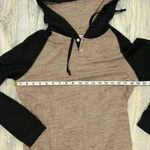 Free Planet  Beige Black Pullover Lightweight Hoodie Long Sleeve Henley Size S Photo 2