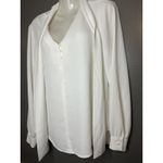 Bar III  Shirt Womens Small White Tie Neck Long Sleeve Button Front Blouse Photo 2
