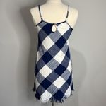 Natural Reflections  Blue/White Checked Cotton Lined Dress w/Raw Hem Size S Photo 1