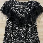 Lila Rose Lily Rose Junior's Black Ivory Floral Lace Flutter Top Size S Photo 2