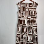 Talbots 6 Y2K Sleeveless Jumper Dress Brown White Geo Sheath Photo 1