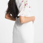 ASOS Design White Floral Embroidered Belted Mini Dress Photo 2
