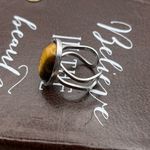 Handmade Tiger’s Eye Oval Ring | Adjustable Boho Stainless Steel Jewelry Photo 4