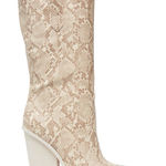 Steve Madden  Renzo Tan Snakeskin Tall Western Cowboy Heeled Boots Pointed Toe Photo 0