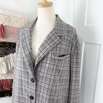 Free People  Cali Plaid Blazer Neutral Grey Sz XL Photo 3