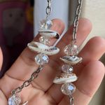 Women’s Beachy natural sea shell statement long necklace Silver Photo 0