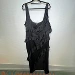 PRETTYLITTLETHING PLUS Black Ruffle Tank Dress Size US 18 Slit Photo 2