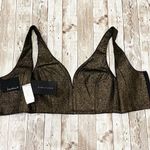 Plunging V Neck Metallic Crop Top S Gold Photo 10